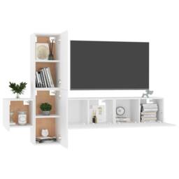 Berkfield Home 5 Piece TV Cabinet Set White Engineered Wood - thumbnail 3