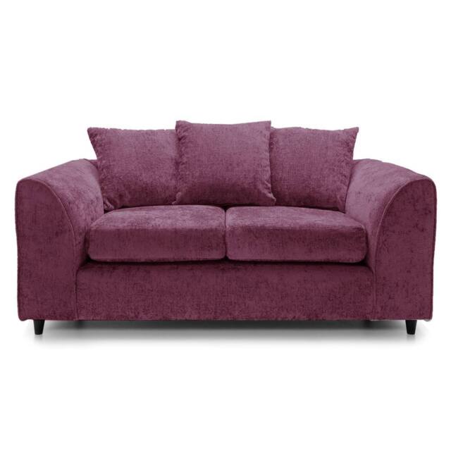 Furnishings For Less UK Monaco Chenille Fabric 2 Seater Sofa Scatter Back Curved Arm in Purple - image 1