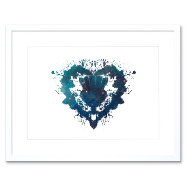 "Artery8 Wall Art Print Ink Splat Thistle HeArtwork Framed 9X7 Inch in White - Size: W7"" x H9""" - image 1
