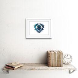 "Artery8 Wall Art Print Ink Splat Thistle HeArtwork Framed 9X7 Inch in White - Size: W7"" x H9""" - thumbnail 2