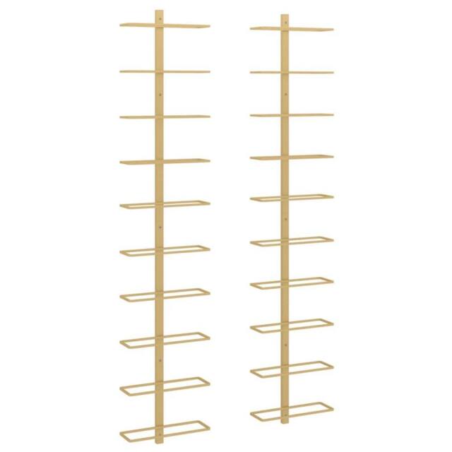Berkfield Home Wall-mounted Wine Rack for 10 Bottles 2 pcs Gold Metal - image 1