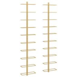 Berkfield Home Wall-mounted Wine Rack for 10 Bottles 2 pcs Gold Metal