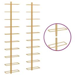 Berkfield Home Wall-mounted Wine Rack for 10 Bottles 2 pcs Gold Metal - thumbnail 5