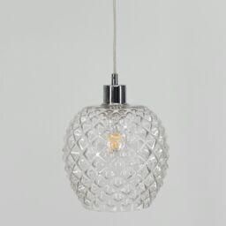 First Choice Lighting Set of 2 Baine - Clear Textured Glass with Chrome Pendant Fittings - thumbnail 6