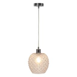 First Choice Lighting Set of 2 Baine - Clear Textured Glass with Chrome Pendant Fittings - thumbnail 2