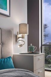 Eglo Pasteri Steel & Fabric Wall or Reading Light in Silver - thumbnail 2