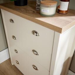 Home Source Avon 4 Drawer Chest Bedroom Storage Unit 36mm Top in Off-White - thumbnail 4