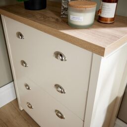 Home Source Avon 4 Drawer Chest Bedroom Storage Unit 36mm Top in Cream - thumbnail 4