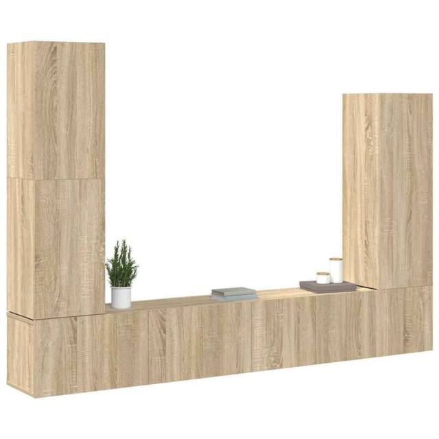 Berkfield Home Classic 4 Piece TV Cabinet Set Sonoma Oak Engineered Wood in Light Tan - image 1