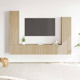 Berkfield Home Classic 4 Piece TV Cabinet Set Sonoma Oak Engineered Wood in Light Tan - thumbnail 2