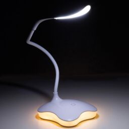 mysmartbuy LED Touch Control Desk Lamp with Nightlight - USB or Battery Powered Bedside Light with Flexible Neck & 3 Brightness Settings in White - thumbnail 2