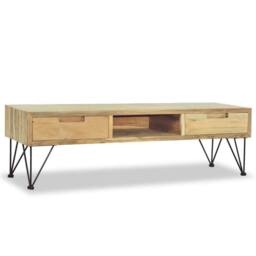 Berkfield Home TV Cabinet 120x35x35 cm Solid Teak in Light Brown - Size: 120 x 35 x 35 cm