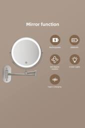 Fascinate Double-Sided LED Makeup Mirror, 3 Colors, 1x&7x, 360° Spin Black - thumbnail 4
