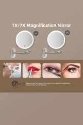 Fascinate Double-Sided LED Makeup Mirror, 3 Colors, 1x&7x, 360° Spin Black - thumbnail 5