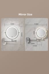 Fascinate Double-Sided LED Makeup Mirror, 3 Colors, 1x&7x, 360° Spin Black - thumbnail 6