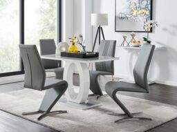 FurnitureboxUK Giovani Grey White Modern High Gloss & Glass Dining Table & 4 Willow Chairs Set - thumbnail 1