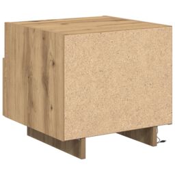 Berkfield Home Bedside Cabinet with LED Lights Artisan Oak 40x39x37 cm in Brown - Size: 40 x 39 x 37 cm - thumbnail 8