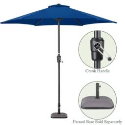 Christow Garden Parasol Umbrella Steel Crank Wind Up Outdoor Sun Shade 2.4m in Navy - thumbnail 6
