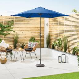 Christow Garden Parasol Umbrella Steel Crank Wind Up Outdoor Sun Shade 2.4m in Navy - thumbnail 2