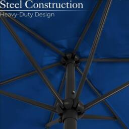Christow Garden Parasol Umbrella Steel Crank Wind Up Outdoor Sun Shade 2.4m in Navy - thumbnail 4