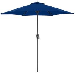 Christow Garden Parasol Umbrella Steel Crank Wind Up Outdoor Sun Shade 2.4m in Navy
