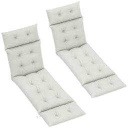 OUTSUNNY Garden Lounge Chair Cushions Set of 2, 220gsm Fabric, Light Grey - thumbnail 1