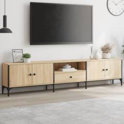 Berkfield Home TV Cabinet with Drawer Sonoma Oak 200x25x44 cm Engineered Wood in Natural - Size: 200 x 25 x 44 cm