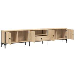 Berkfield Home TV Cabinet with Drawer Sonoma Oak 200x25x44 cm Engineered Wood in Natural - Size: 200 x 25 x 44 cm - thumbnail 5