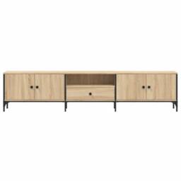 Berkfield Home TV Cabinet with Drawer Sonoma Oak 200x25x44 cm Engineered Wood in Natural - Size: 200 x 25 x 44 cm - thumbnail 6