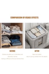 Living and Home Metal Frame Fabric Storage Box Clothes Organizer with Window in Grey - Size: Medium - thumbnail 9