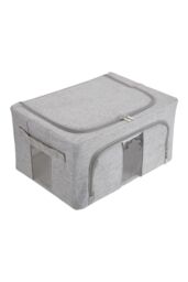 Living and Home Metal Frame Fabric Storage Box Clothes Organizer with Window in Grey - Size: Medium - thumbnail 3