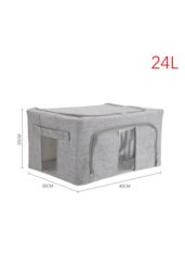 Living and Home Metal Frame Fabric Storage Box Clothes Organizer with Window in Grey - Size: Medium - thumbnail 2