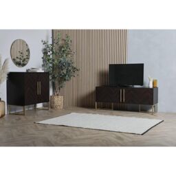 Spinningfield York Chevron Parquet Design 2 Door Dark Wood Sideboard Unit in Dark Brown - thumbnail 5