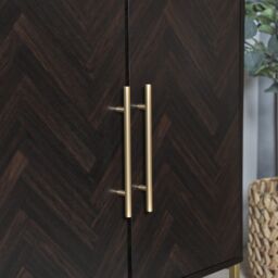 Spinningfield York Chevron Parquet Design 2 Door Dark Wood Sideboard Unit in Dark Brown - thumbnail 4