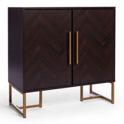 Spinningfield York Chevron Parquet Design 2 Door Dark Wood Sideboard Unit in Dark Brown - thumbnail 8
