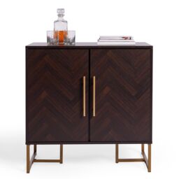 Spinningfield York Chevron Parquet Design 2 Door Dark Wood Sideboard Unit in Dark Brown - thumbnail 7