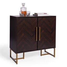 Spinningfield York Chevron Parquet Design 2 Door Dark Wood Sideboard Unit in Dark Brown - thumbnail 6