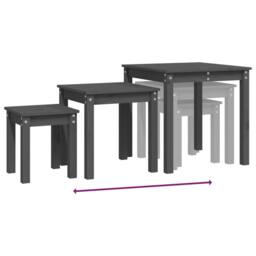 Berkfield Home Nesting Tables 3 pcs Grey Solid Wood Pine - thumbnail 9