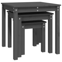 Berkfield Home Nesting Tables 3 pcs Grey Solid Wood Pine - thumbnail 7