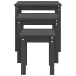 Berkfield Home Nesting Tables 3 pcs Grey Solid Wood Pine - thumbnail 8