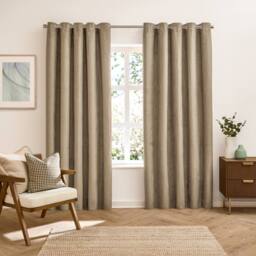 Furn Verso Suede-Look 100% Blackout Eyelet Curtain Pair in Brown - Size: 117 cm width x 137 cm drop - thumbnail 2