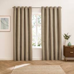 Furn Verso Suede-Look 100% Blackout Eyelet Curtain Pair in Brown - Size: 117 cm width x 137 cm drop - thumbnail 7