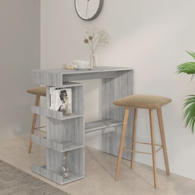 Berkfield Home Bar Table with Storage Rack Grey Sonoma 100x50x101.5 cm - image 1