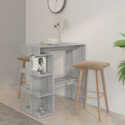 Berkfield Home Bar Table with Storage Rack Grey Sonoma 100x50x101.5 cm - thumbnail 1