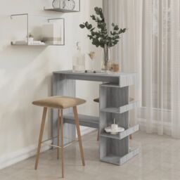 Berkfield Home Bar Table with Storage Rack Grey Sonoma 100x50x101.5 cm - thumbnail 3