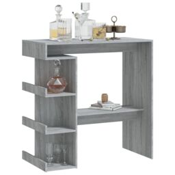 Berkfield Home Bar Table with Storage Rack Grey Sonoma 100x50x101.5 cm - thumbnail 4