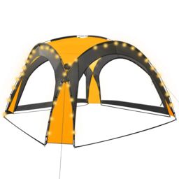 Berkfield Home Party Tent with LED & 4 Sidewalls 3.6x3.6x2.3 m Yellow - thumbnail 2