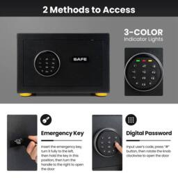 KORVIXA 31 CM Solid Steel Safe Box with Security Safe Box in Black - Size: 100 cm - thumbnail 5