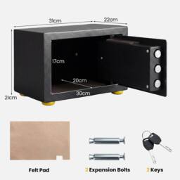 KORVIXA 31 CM Solid Steel Safe Box with Security Safe Box in Black - Size: 100 cm - thumbnail 2