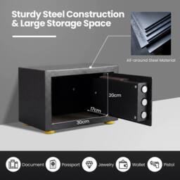 KORVIXA 31 CM Solid Steel Safe Box with Security Safe Box in Black - Size: 100 cm - thumbnail 3